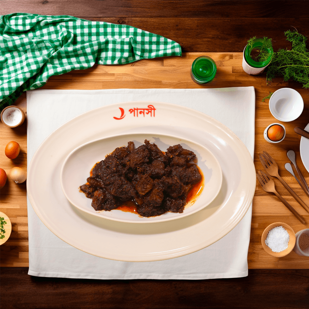 গরুর কালো ভুনা-ডাল-ভাত